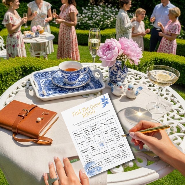 Convite Bule de Chá Encontre o Jogo de Bingo de Chuveiro d (Teapot Find the Guest Bridal Shower Bingo game)