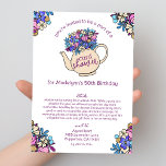 Convite Bule Floral 50th Birthday Card Chá por Correio<br><div class="desc">Celebre um aniversário de um marco de uma forma única e sincera com o nosso Chá de Cartão de Aniversário de Belas-Teorais pelo Mail Invitation. Este elegante convite de lavanda apresenta um bule de chá desenhado à mão adornado com um belo buquê floral, definindo o tom perfeito para uma celebração...</div>