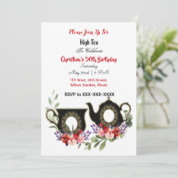 Bule Negro Floral Tarde Alta Chá 50 Aniversário