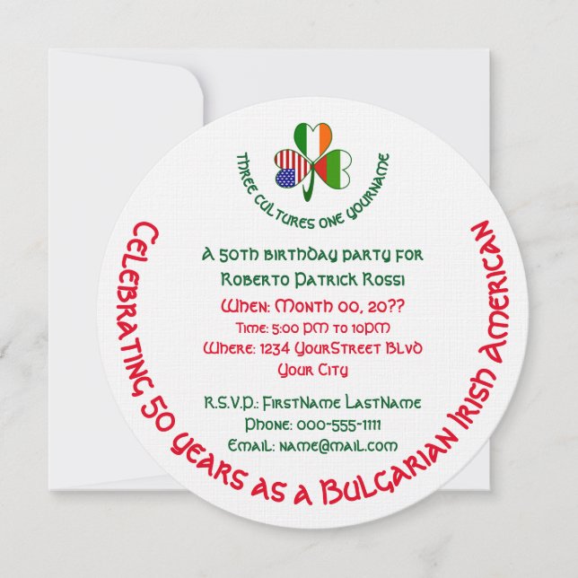 Convite Búlgaro irlandês dos EUA Shamrock Birthday (Frente)