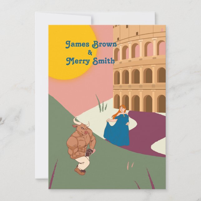 Convite Bull Princesa Antiga Romana Sun Casamento (Frente)