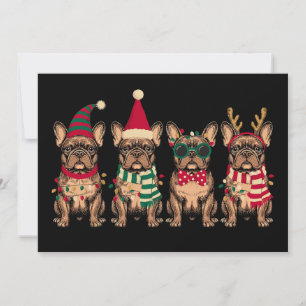 Convite Bulldog Francês De Natal Cachorro Papai Noel Rena