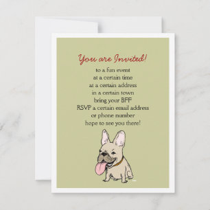 Convite Bulldog Francês Engraçado com Texto Personalizado