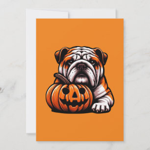 Convite Bulldog Inglês das Halloween - Jack o Lanterno out