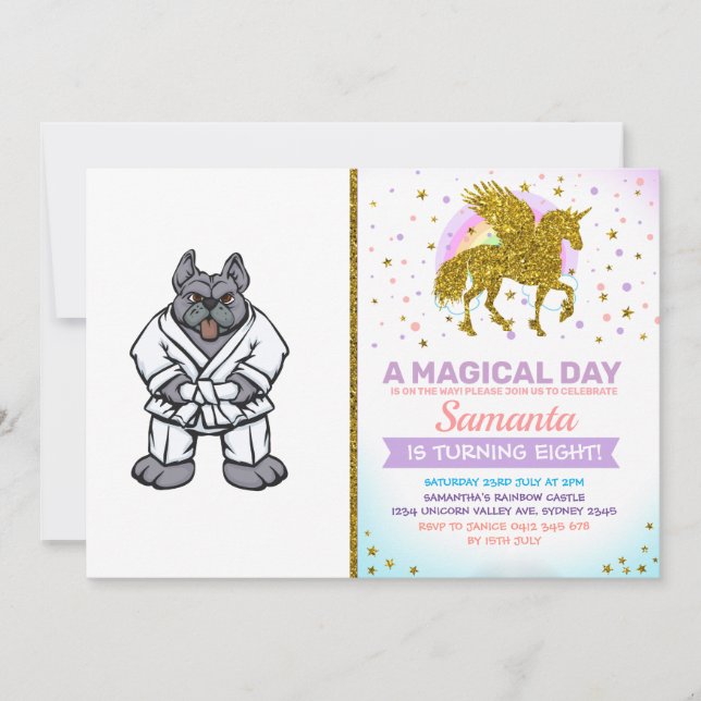 Convite Bulldog jiu jitsu | escolher cor de fundo (Frente)