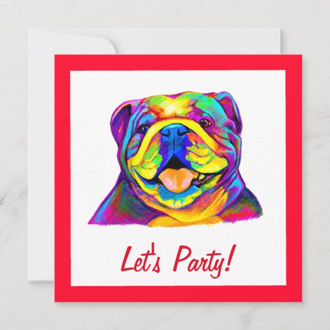 Convite Bulldog no Colors Birthday (Frente)