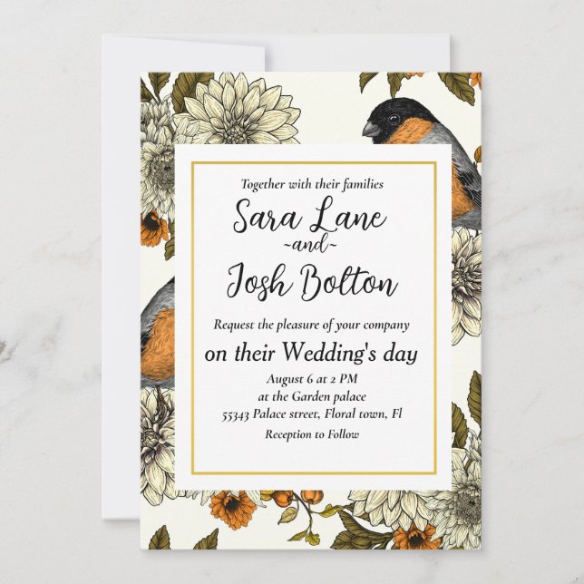 Convite Bullfinch nas florais do outono 2 (Frente)