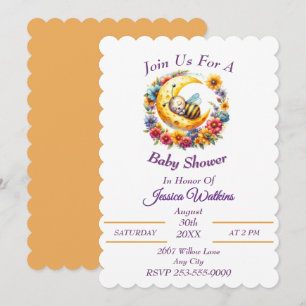 Convite Bumble Bebê bonito dormindo em meia lua