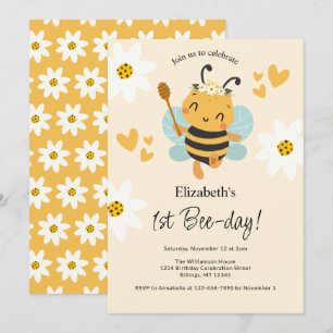 Convite Bumble Bee 1rua Bee Day Festa de aniversário