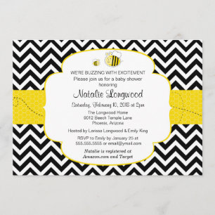 Convite Bumble Bee Chá de fraldas, zumbido com Entusiasmo