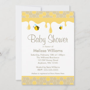 Convite Bumble Bee Honey Baby Shower