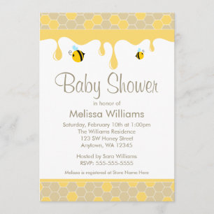 Convite Bumble Bee Honey Baby Shower