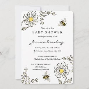 Convite Bumble Bee Shower Amarelo