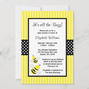 Convite Bumble Bee Strike Pontos Baby Shower Invitations.