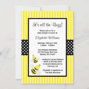 Convite Bumble Bee Strike Pontos Baby Shower Invitations.