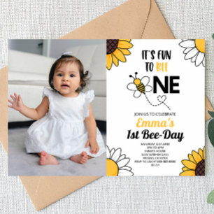 Convite Bumble Bee Sunflower 1º primeiro aniversario