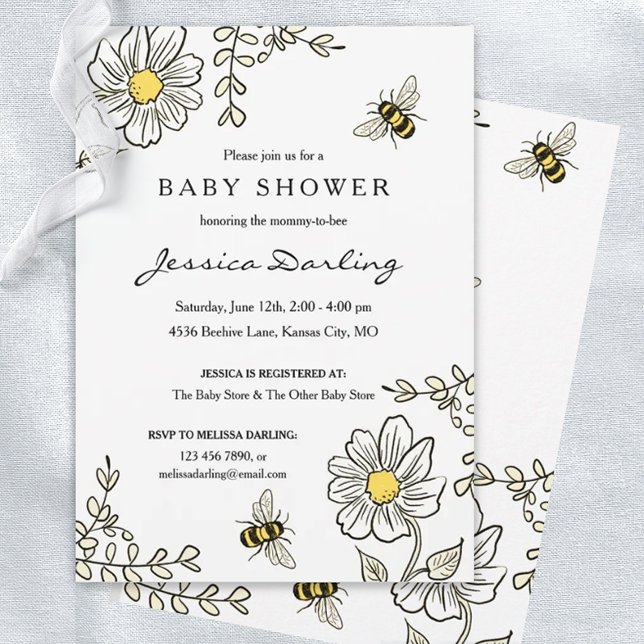 Convite Bumble Bee Virtual Baby Shower (Criador carregado)
