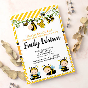 Convite Bumble Bumble Bee Honey Bee Chá de fraldas