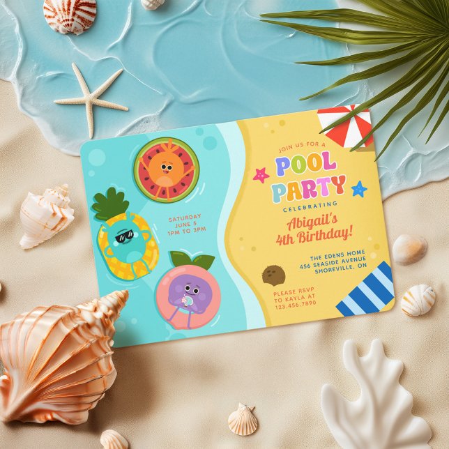 Convite Bumble Nums Summer Party Aniversário (Pool Party Invitation)