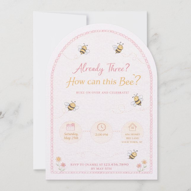 Convite "Bumblebee" 3rd Birthday Invite (Frente)