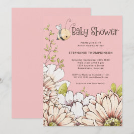 Convite Bumblebee Florals Baby Pink Chá