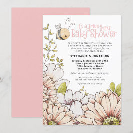 Convite Bumblebees Florals dirigem através do Chá rosa-beb
