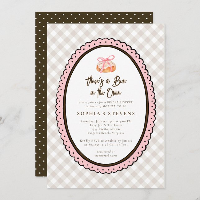 Convite Bun in the Oven Baby Shower Invitation  (Frente/Verso)