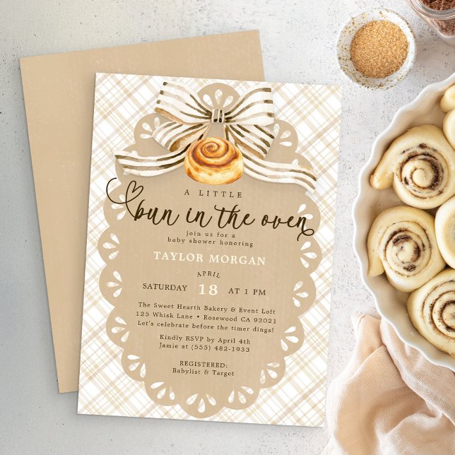 Convite Bun in the Oven Neutral Bakery Baby Shower (Bun in the oven baby shower invite)