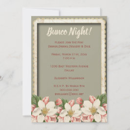 Convite Bunco Dice - Vintage de Festa Noturna de Meninas