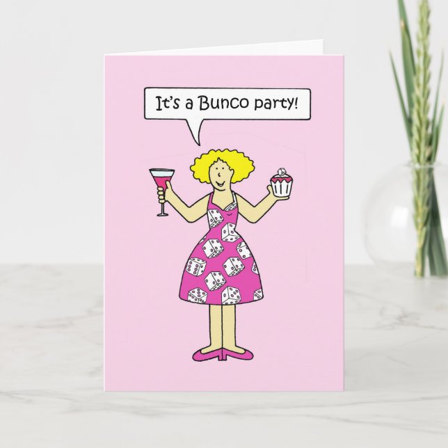 Convite Bunco Party Invitation Cartoon Lady (Frente)