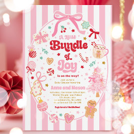 Convite Bundle Of Joy Christmas Coquette Bow Baby Shower