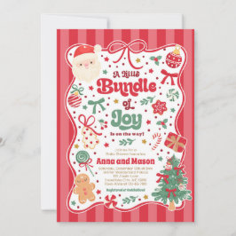 Convite Bundle Of Joy Christmas Coquette Bow Baby Shower