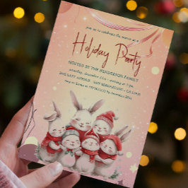 Convite Bunnis com Feriado de Quente Vermelho