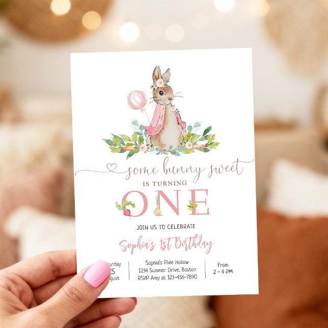 Convite Bunny 1st Birthday Invitation (Criador carregado)