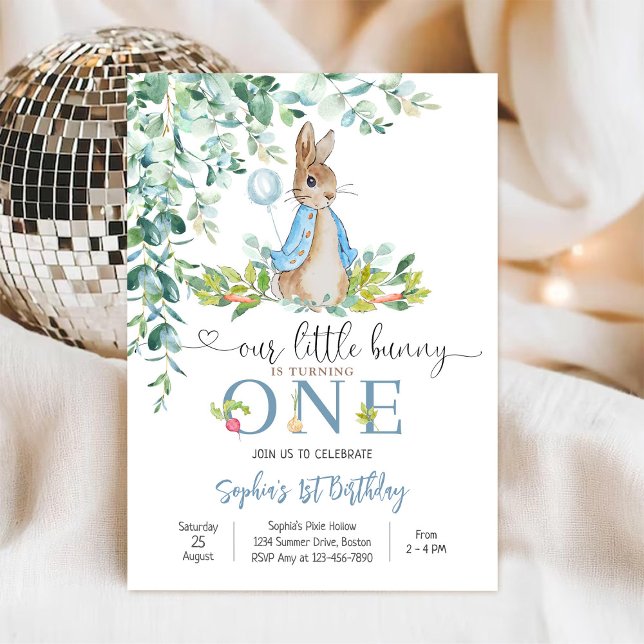 Convite Bunny 1st Birthday Invitation (Criador carregado)