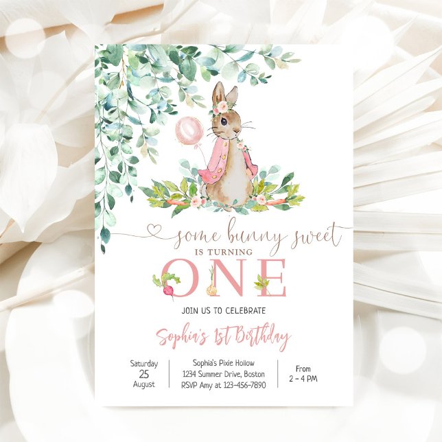 Convite Bunny 1st Birthday Invitation (Criador carregado)