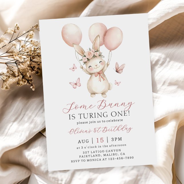 Convite Bunny 1st Birthday Invitation (Criador carregado)