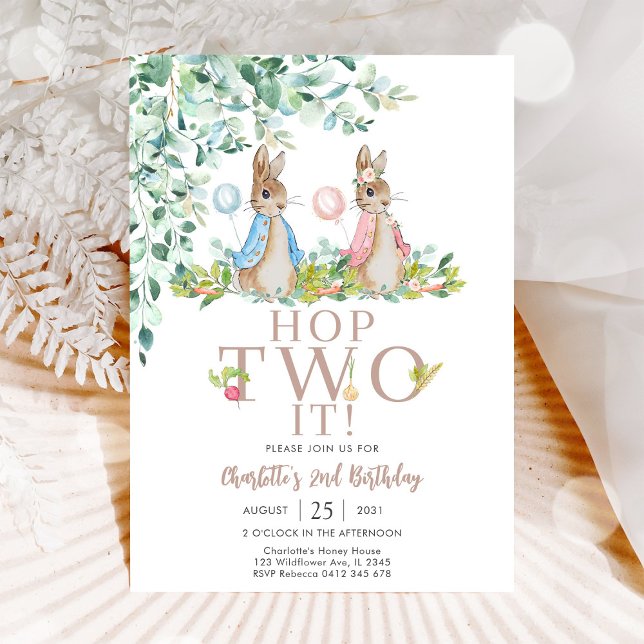 Convite Bunny 2nd Birthday Invitation (Criador carregado)