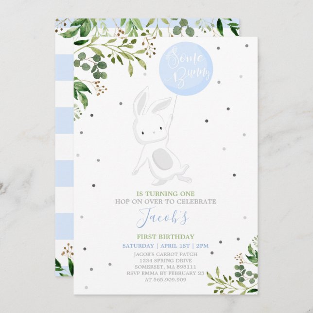 Convite Bunny Aniversário Convidando Um Aniversário Coelhi (Frente/Verso)