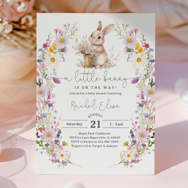 Convite Bunny Baby Shower Invite, Wildflower Spring Design (Criador carregado)