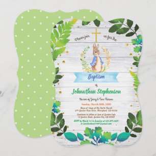 Convite Bunny Baptism Christening Primeira Comunhão verde