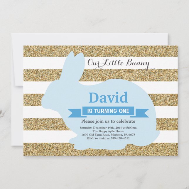 Convite Bunny Birthday Boy Easter Egg 1rua Primeiro Aniver (Frente)