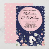 Bunny Birthday Convide Marinho de Coelho Rosa-Rosa