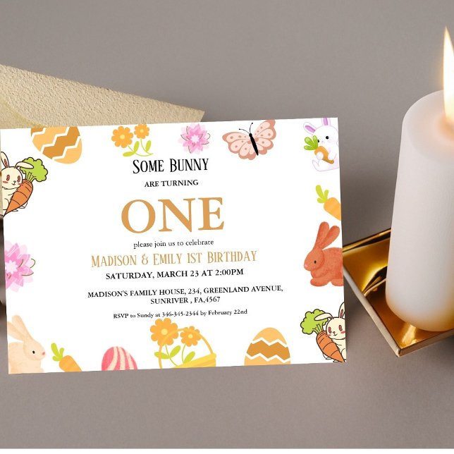 Convite Bunny Birthday Easter Joint 1rua De Ovos Primeiro  (Criador carregado)