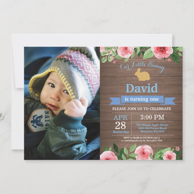 Convite Bunny Birthday Girl Easter Egg 1rua Primeiro Anive (Frente)