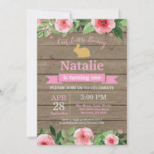 Convite Bunny Birthday Girl Easter Egg 1rua Primeiro Anive