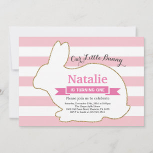 Convite Bunny Birthday Girl Easter Egg 1rua Primeiro Anive