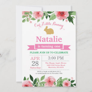 Convite Bunny Birthday Girl Easter Egg 1rua Primeiro Anive