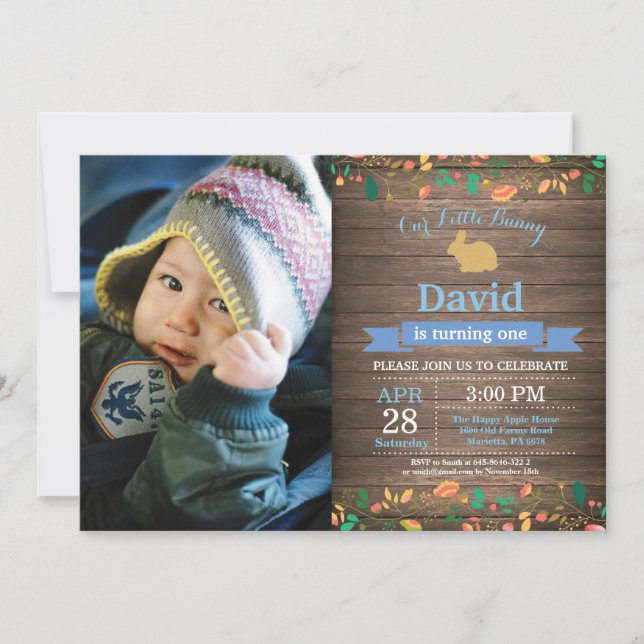 Convite Bunny Birthday Girl Easter Egg 1rua Primeiro Anive (Frente)