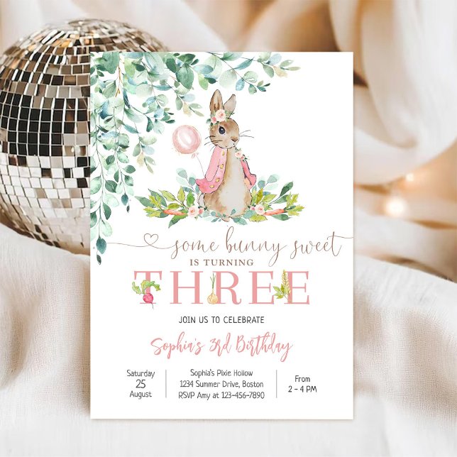 Convite Bunny Birthday Invitation Girl (Criador carregado)